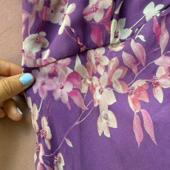 Floral Beaded Silk Maxi Dress - Picture 2 of 6